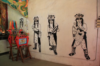 午沙五福天仙府內左側牆面彩繪